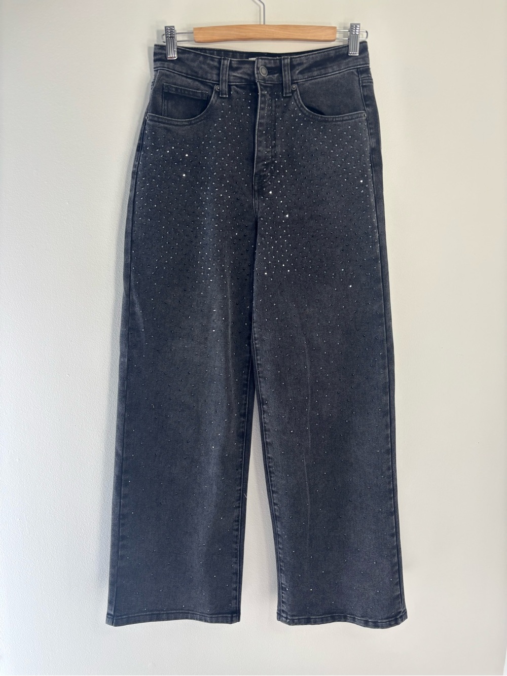 ✨Only Women's Black Wide-Leg Denim Jeans with Sparkle Detail